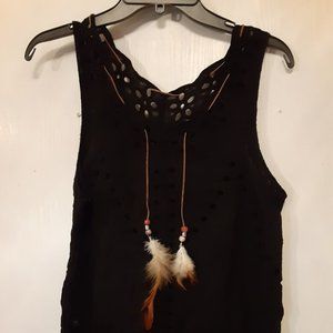 tank style Black asymmetrical hem line top